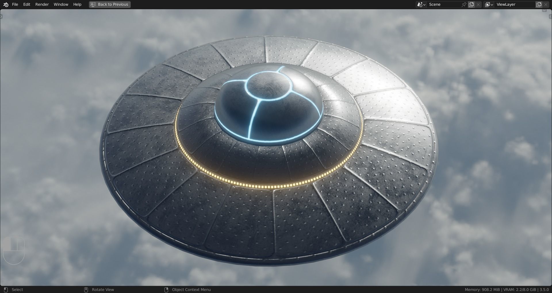 UFO SAUCER Low-poly 3D model_4