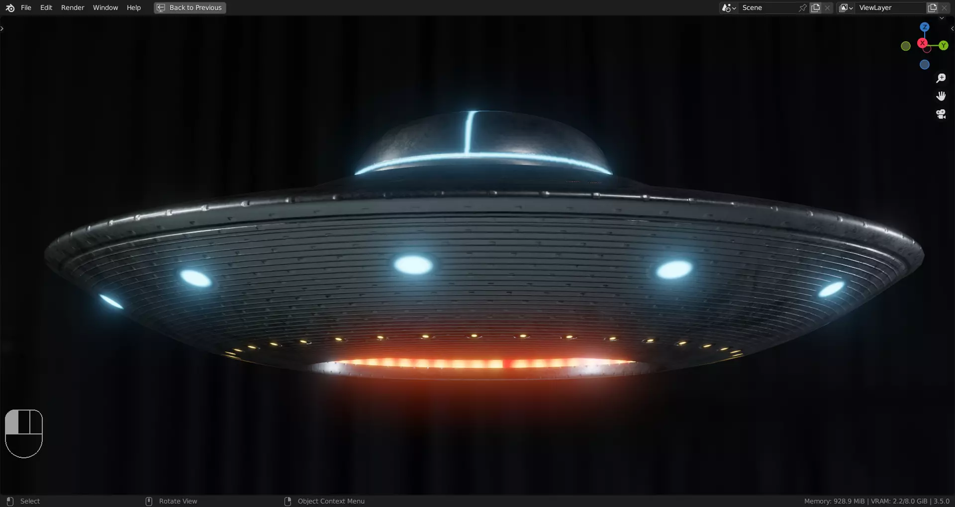 UFO SAUCER Low-poly 3D model_0