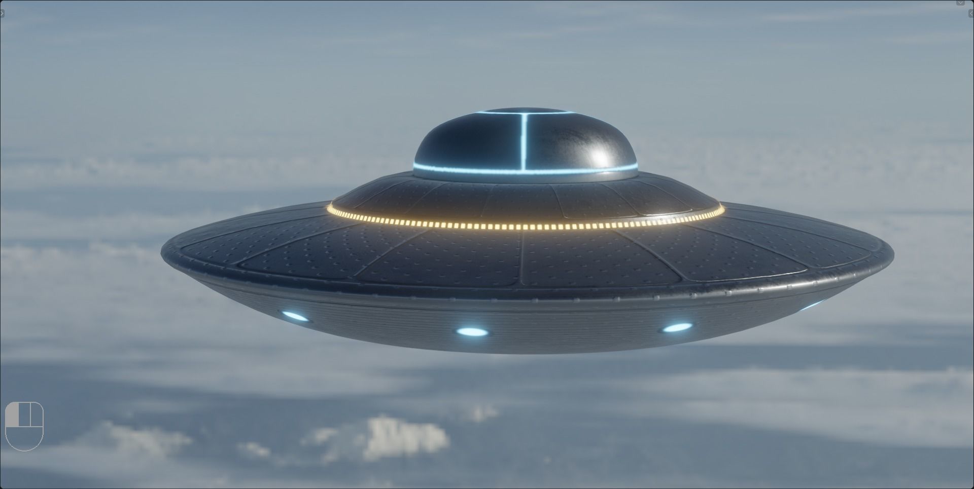 UFO SAUCER Low-poly 3D model_3