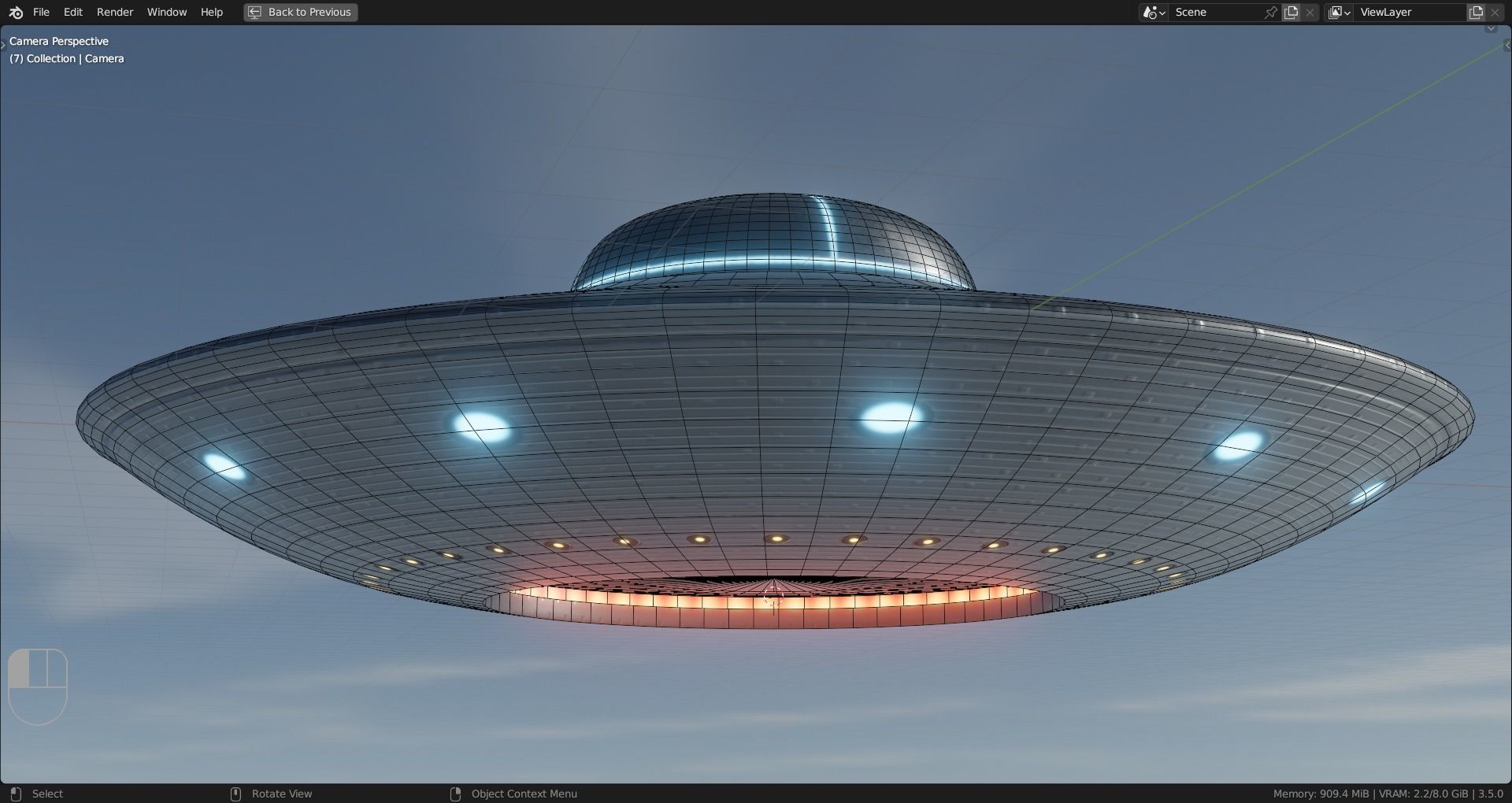 UFO SAUCER Low-poly 3D model_9