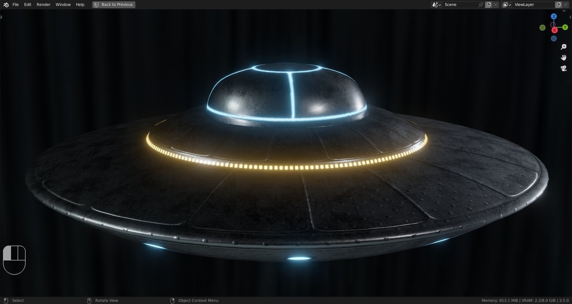 UFO SAUCER Low-poly 3D model_1