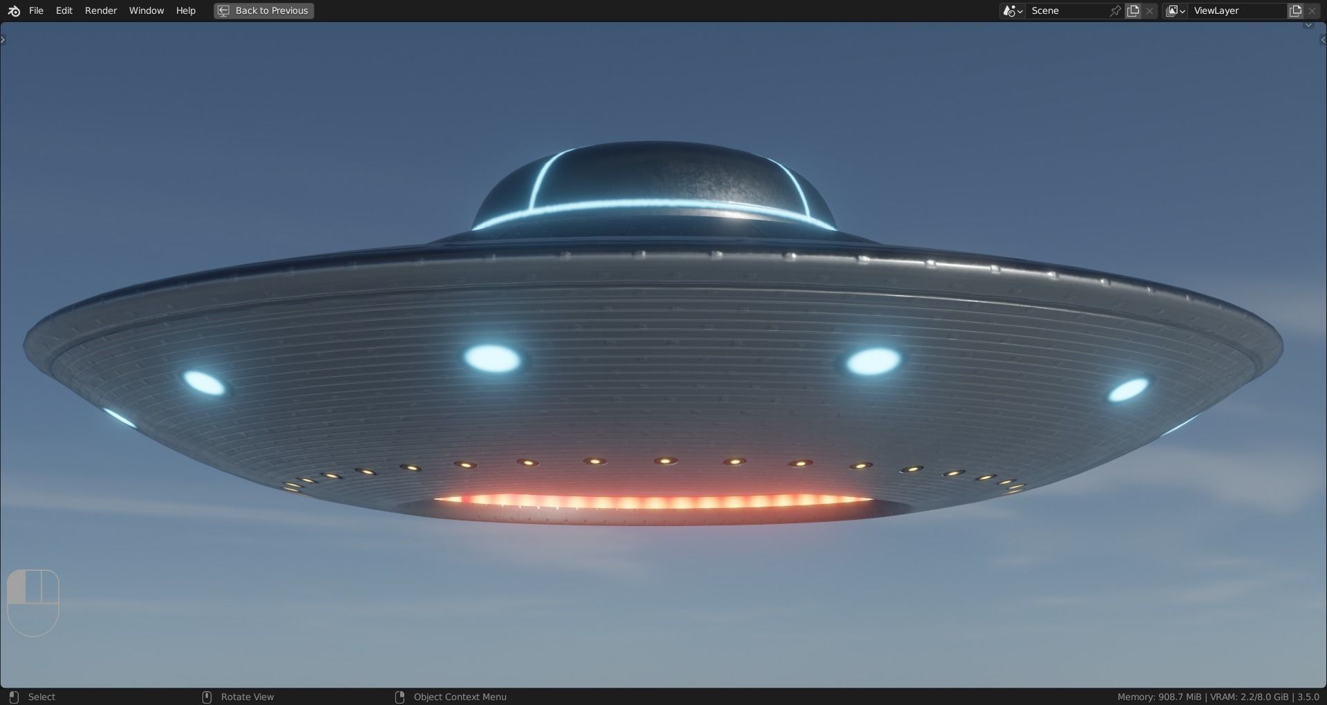 UFO SAUCER Low-poly 3D model_2