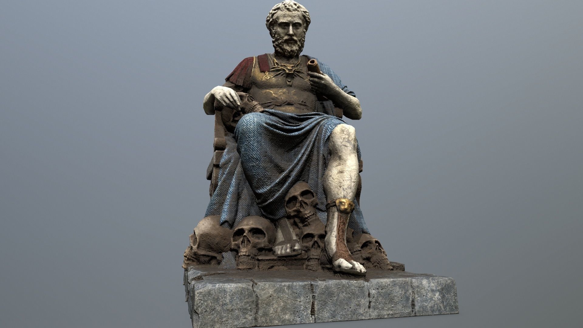 Man Statue 1 Low-poly 3D model_10