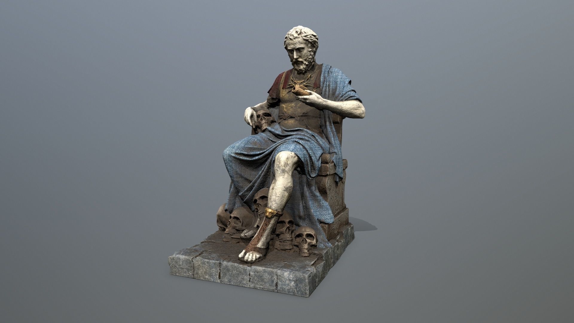 Man Statue 1 Low-poly 3D model_2