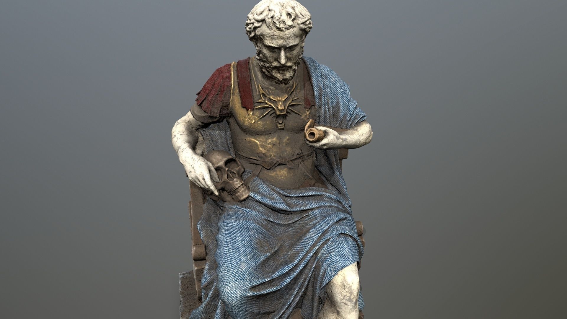 Man Statue 1 Low-poly 3D model_9