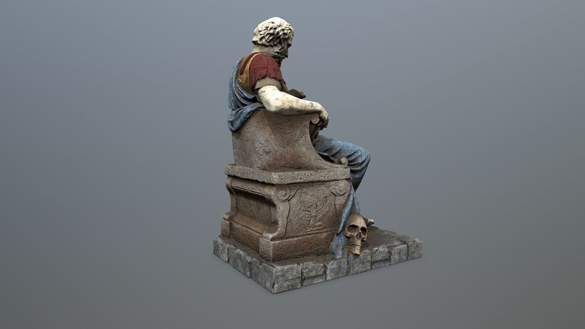 Man Statue 1 Low-poly 3D model_6