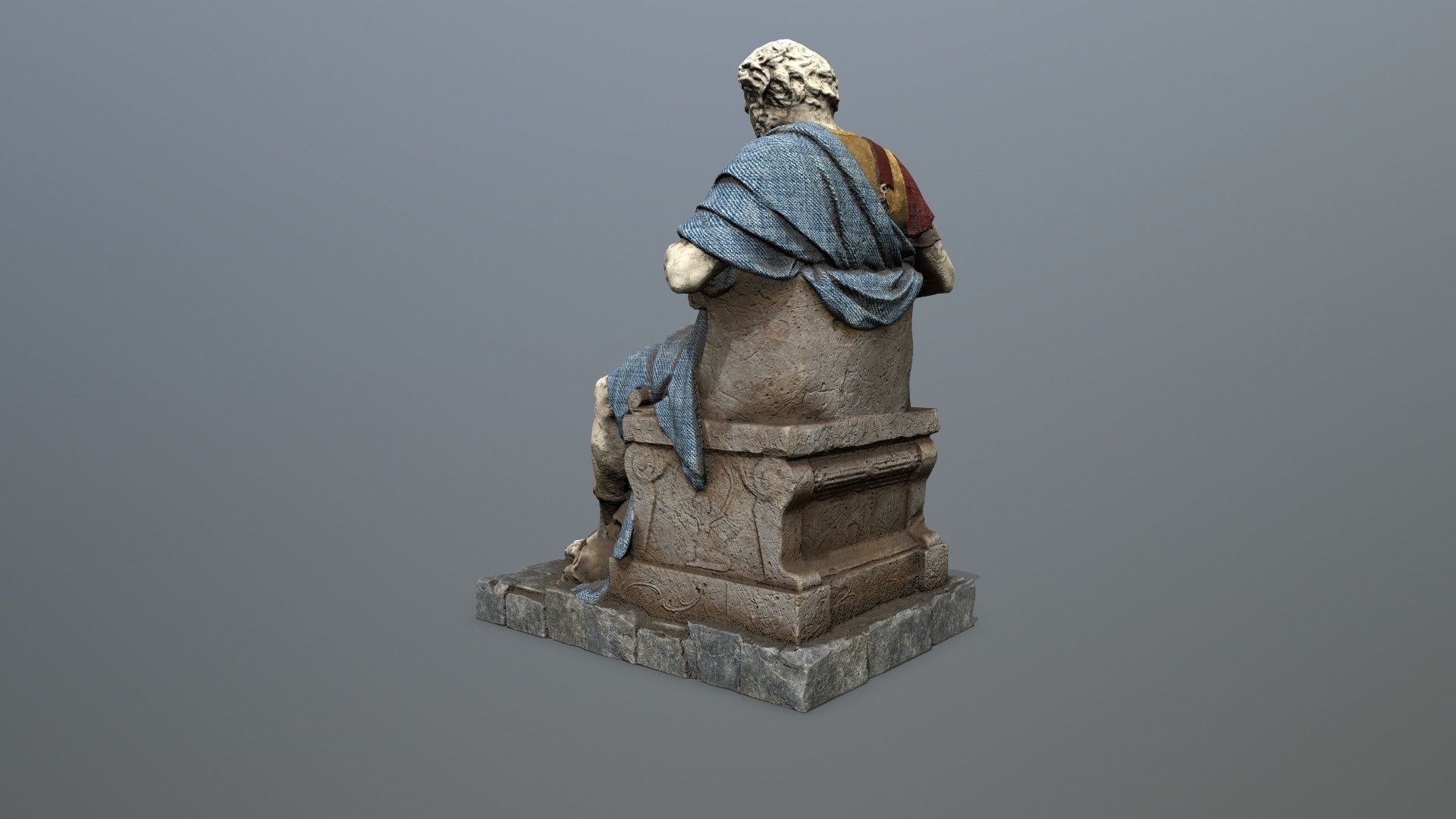 Man Statue 1 Low-poly 3D model_4