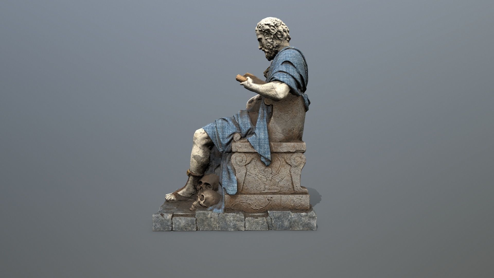 Man Statue 1 Low-poly 3D model_3