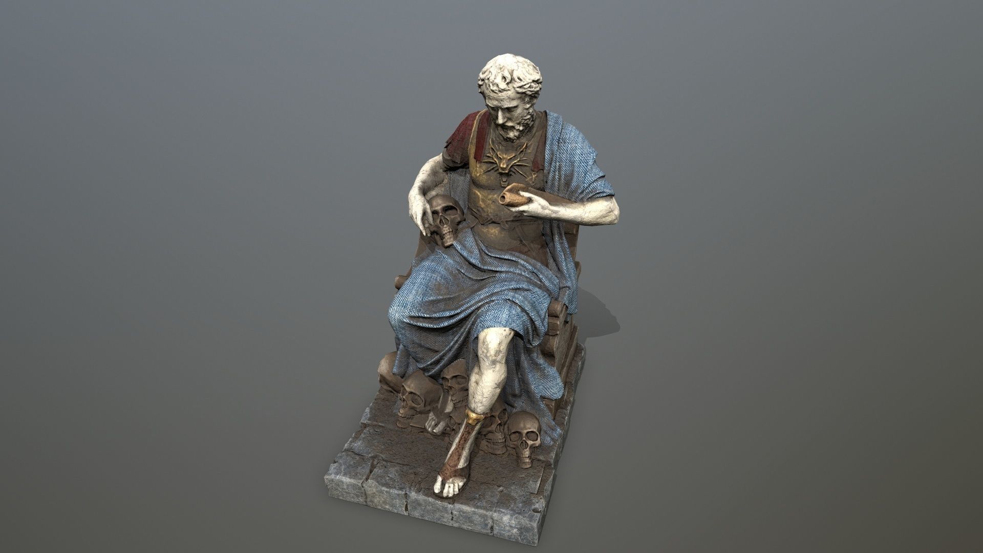 Man Statue 1 Low-poly 3D model_12