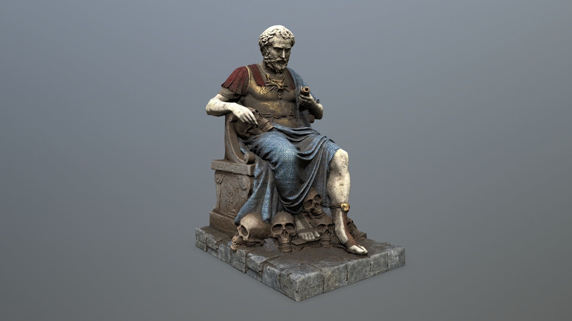 Man Statue 1 Low-poly 3D model_8