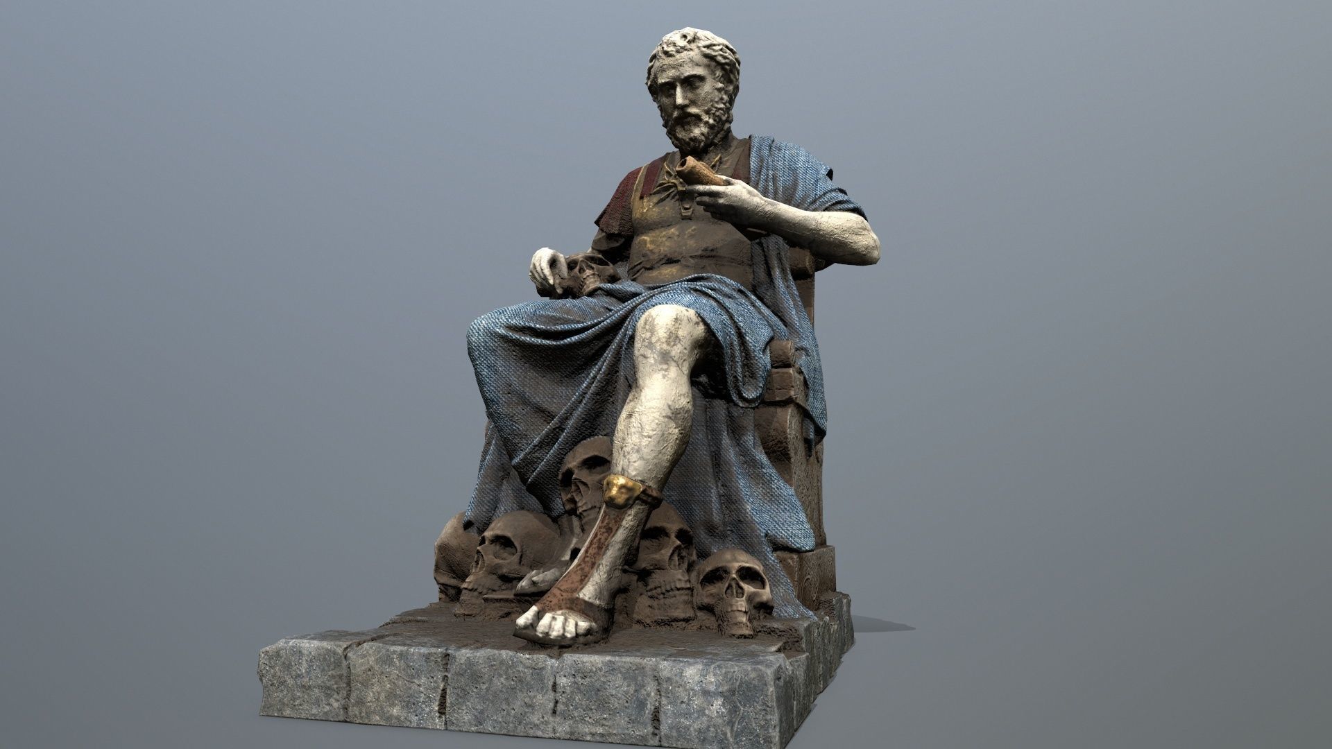 Man Statue 1 Low-poly 3D model_11