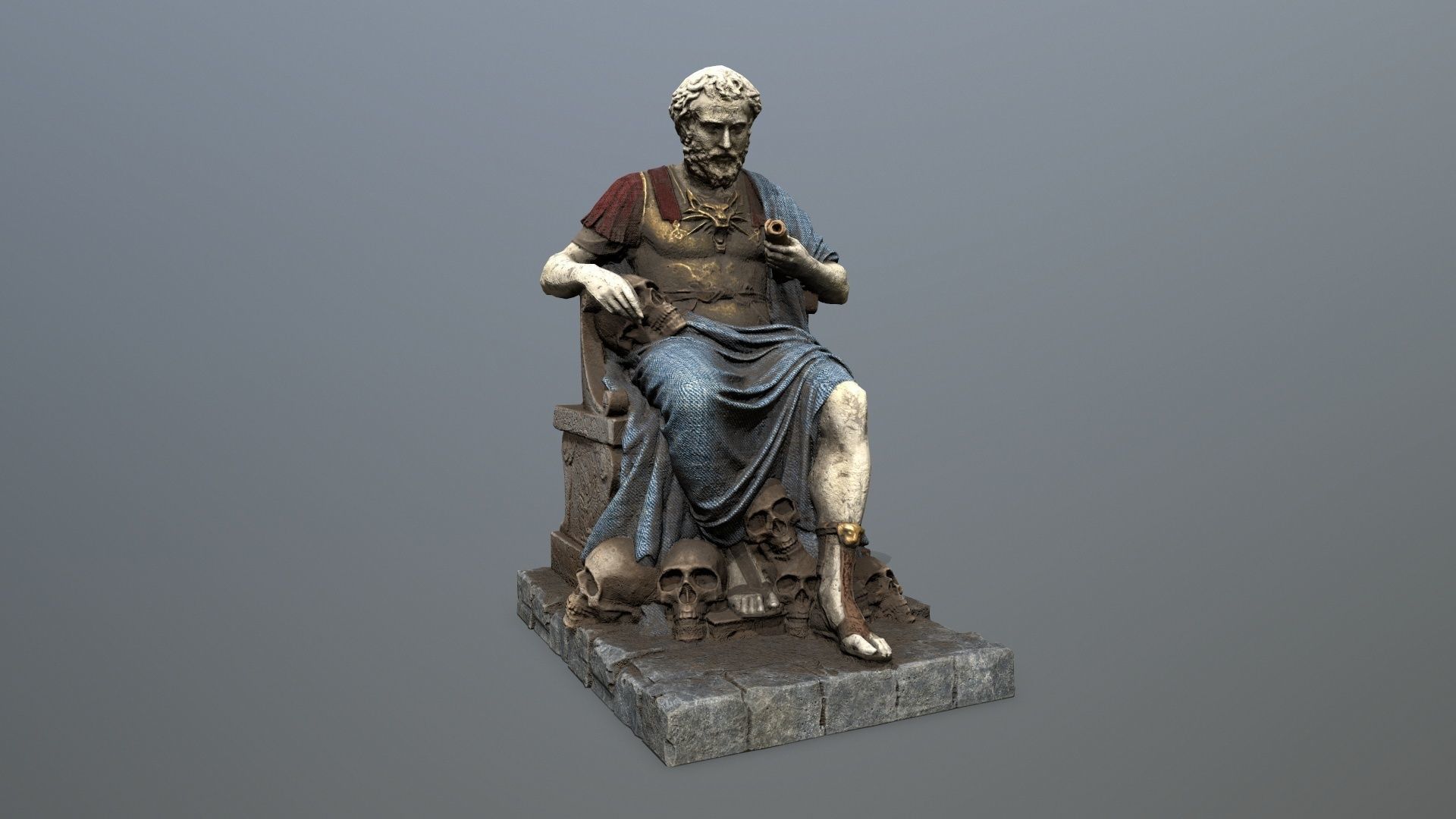 Man Statue 1 Low-poly 3D model_1