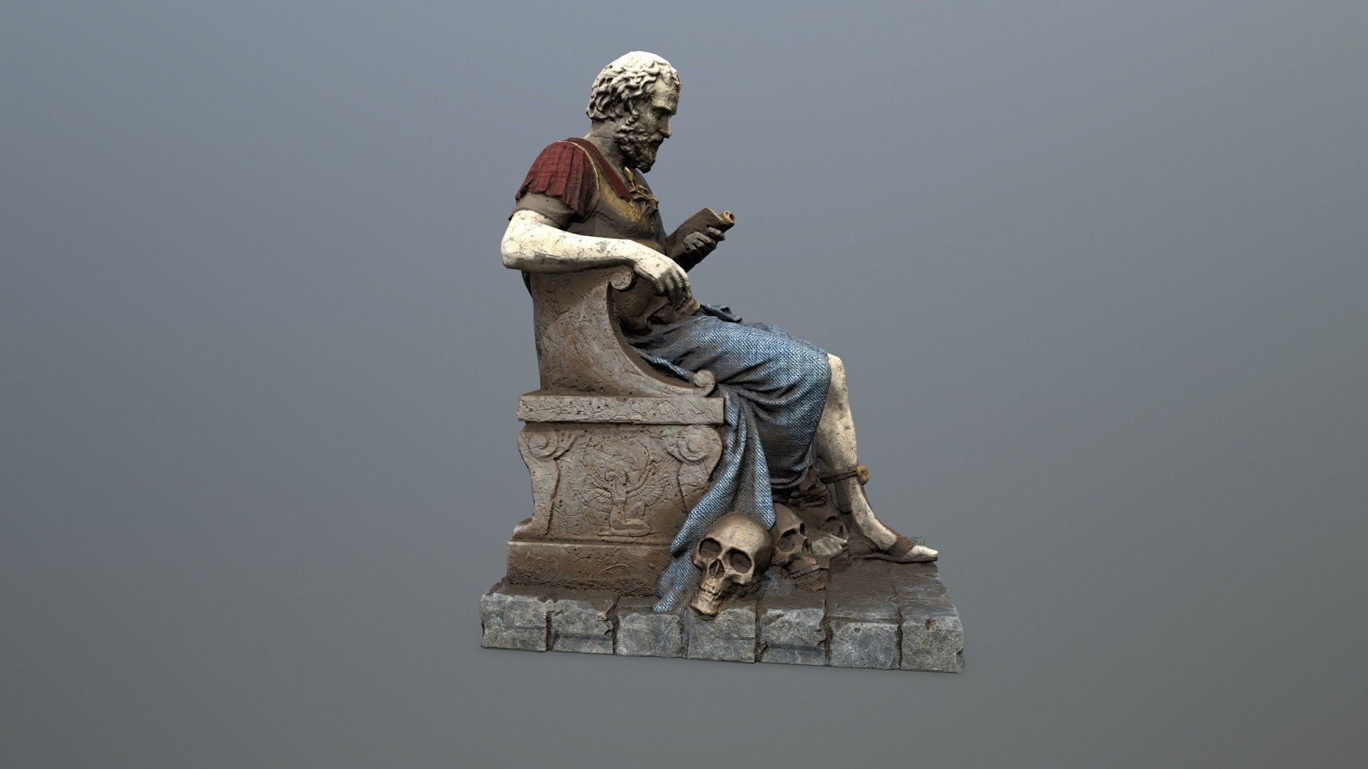 Man Statue 1 Low-poly 3D model_7
