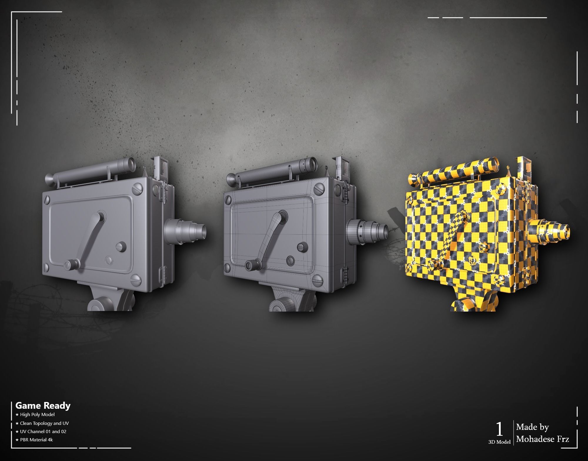 Military Camera WW2 VOL06 Game Ready 3D model_16