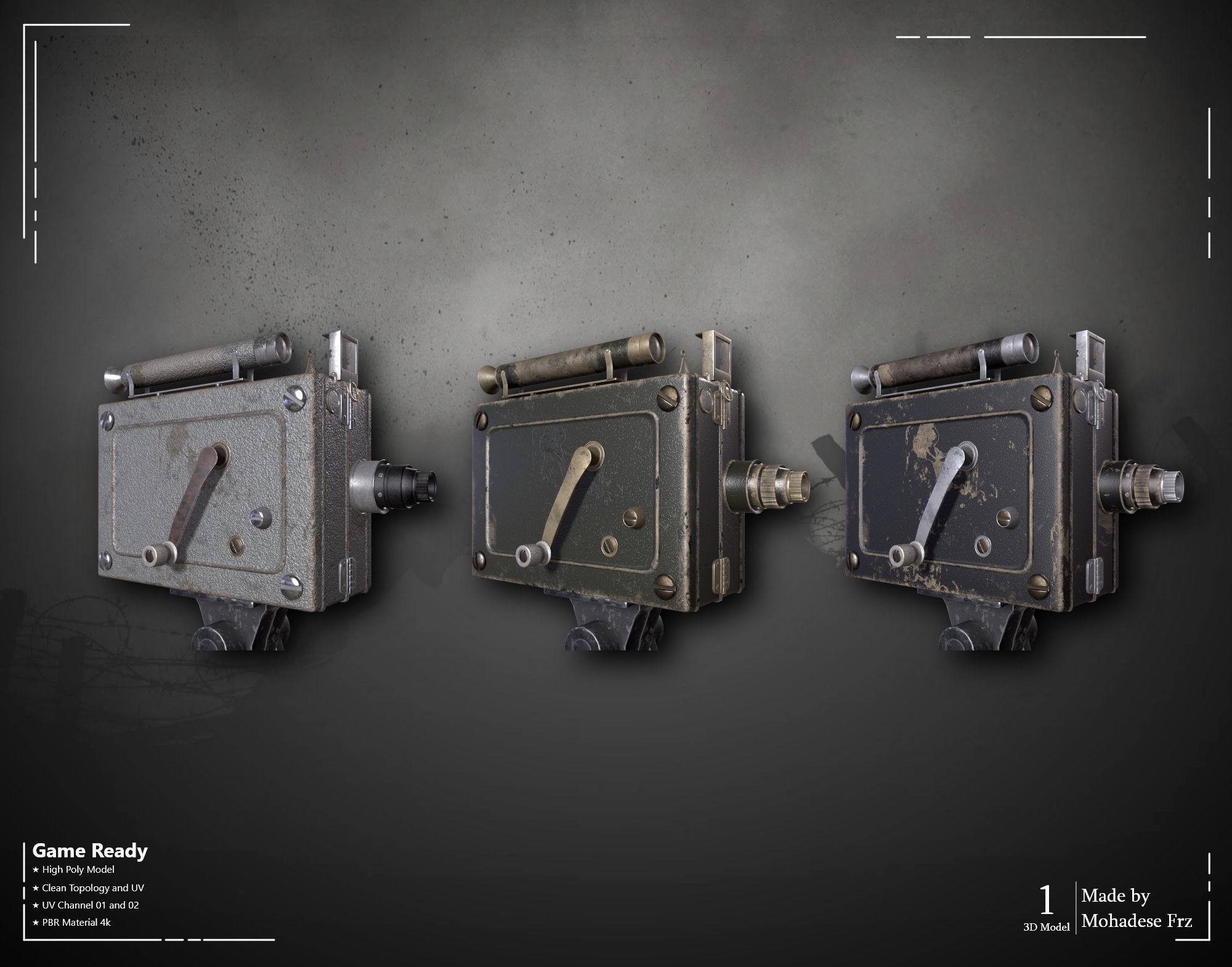 Military Camera WW2 VOL06 Game Ready 3D model_6