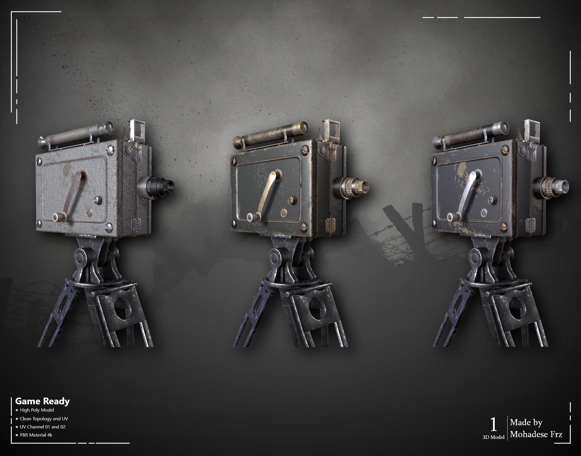 Military Camera WW2 VOL06 Game Ready 3D model_4