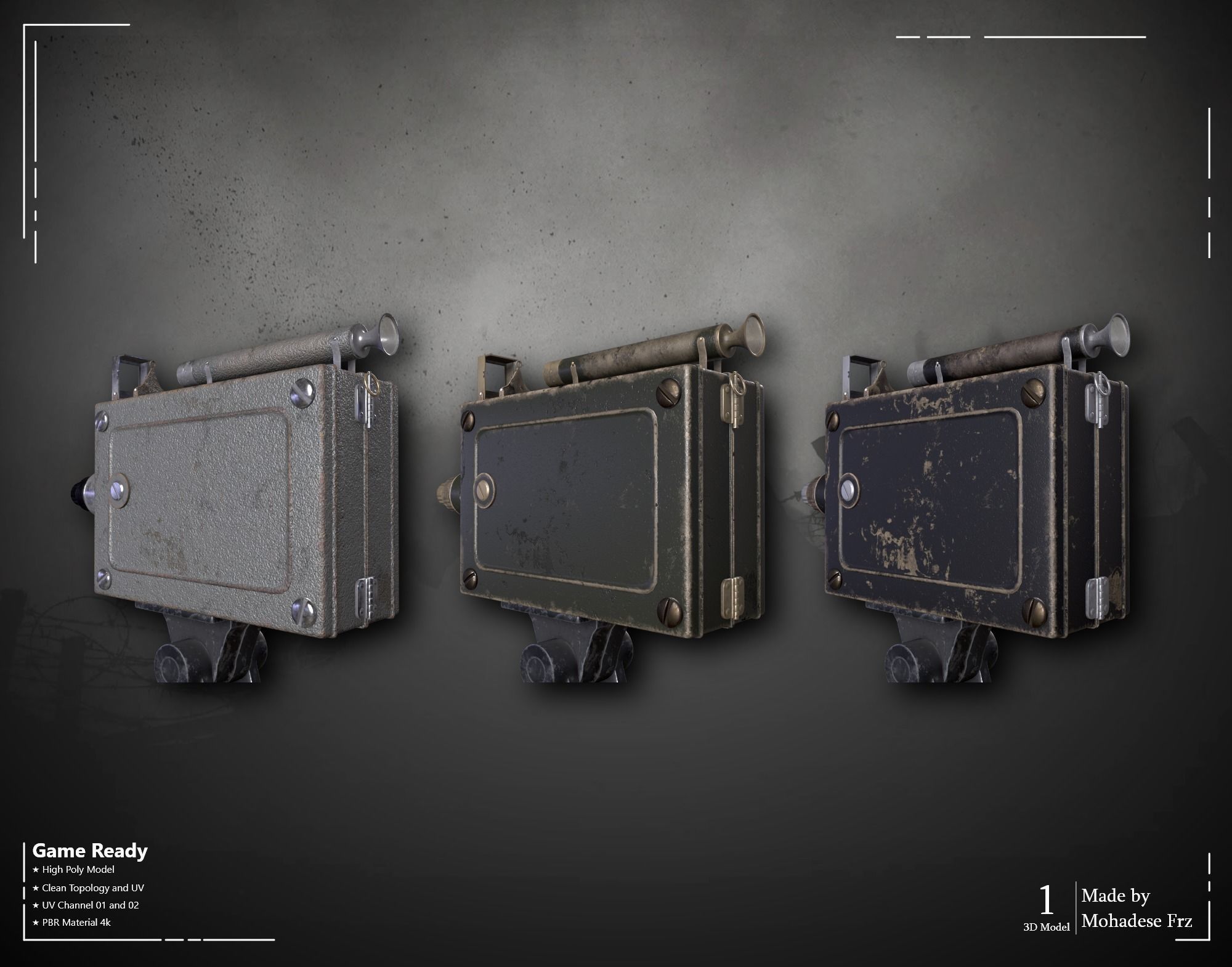 Military Camera WW2 VOL06 Game Ready 3D model_9