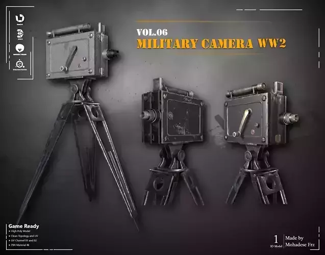 Military Camera WW2 VOL06 Game Ready 3D model