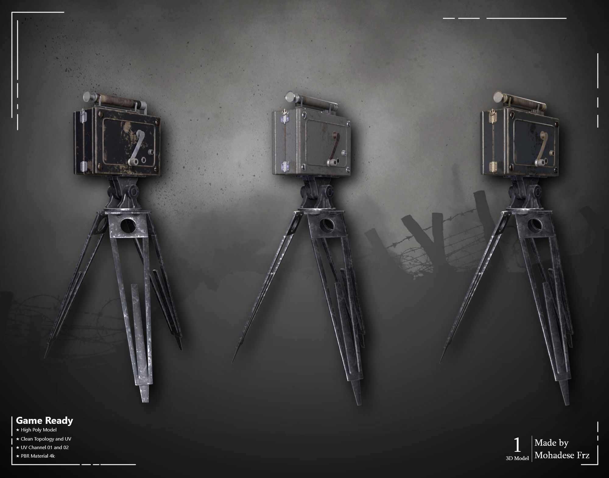 Military Camera WW2 VOL06 Game Ready 3D model_14
