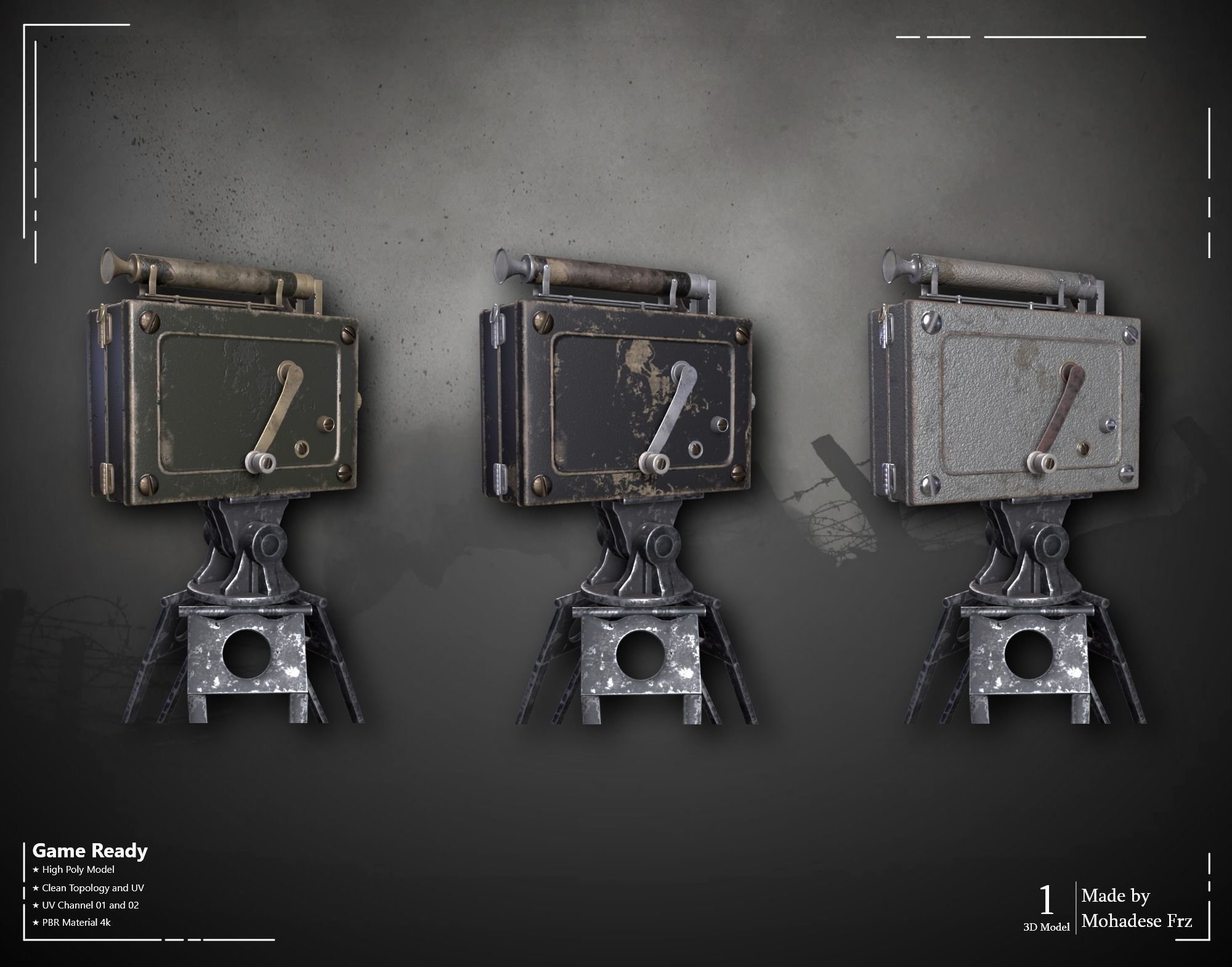 Military Camera WW2 VOL06 Game Ready 3D model_2