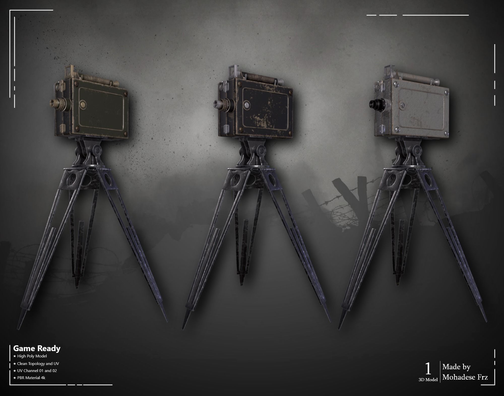 Military Camera WW2 VOL06 Game Ready 3D model_1