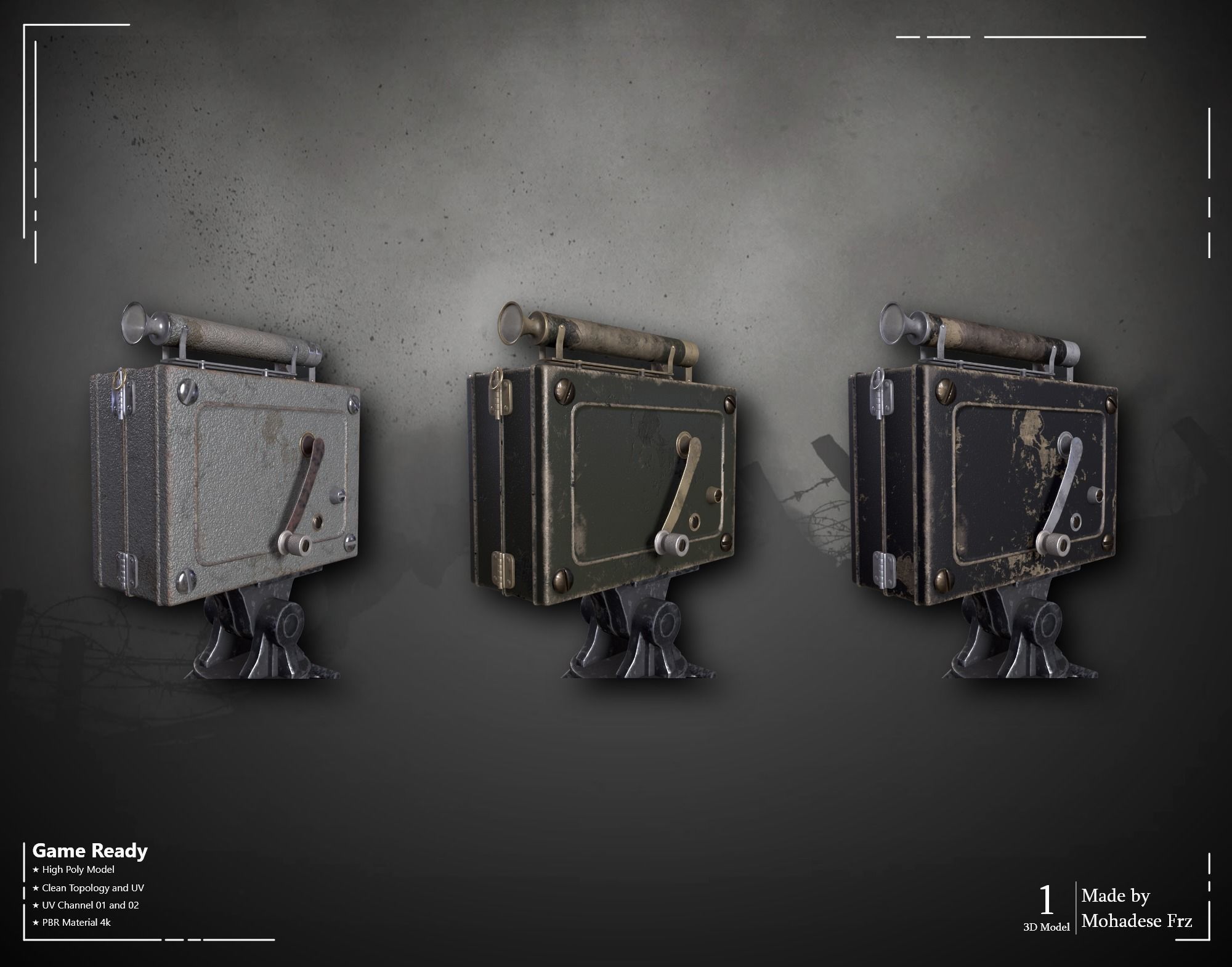 Military Camera WW2 VOL06 Game Ready 3D model_7