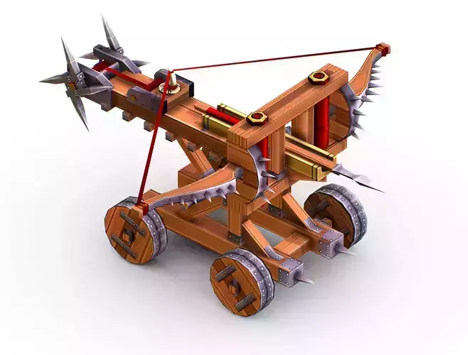 Handpaint Cartoon Medieval Ballista Siege Weapon