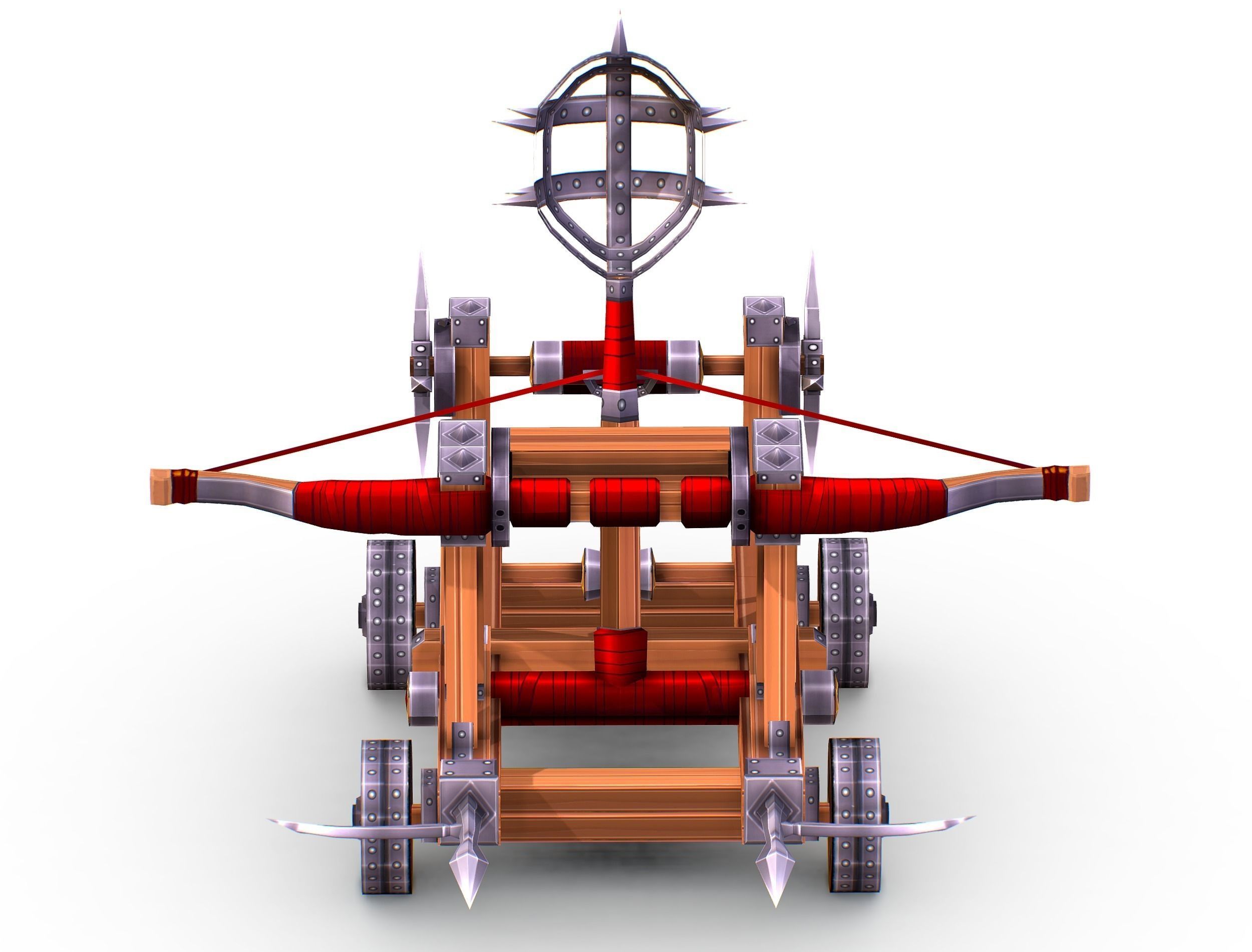 Handpaint Cartoon Medieval Catapult Siege Weapon Low-poly 3D model_2