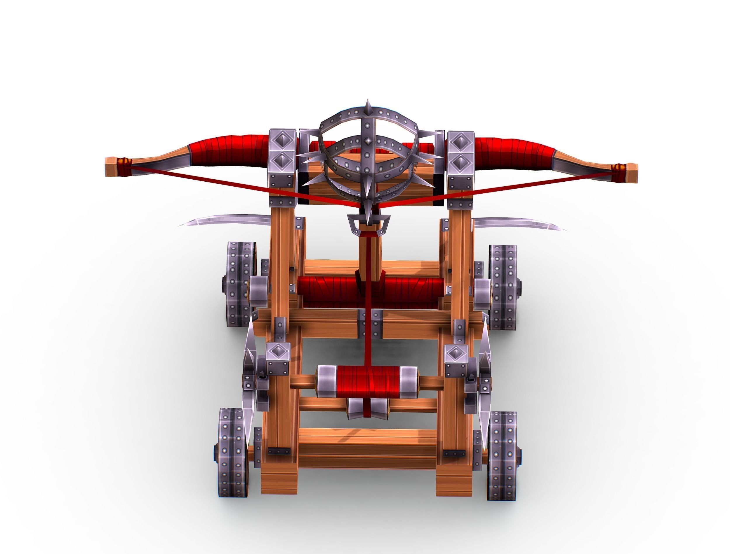 Handpaint Cartoon Medieval Catapult Siege Weapon Low-poly 3D model_11