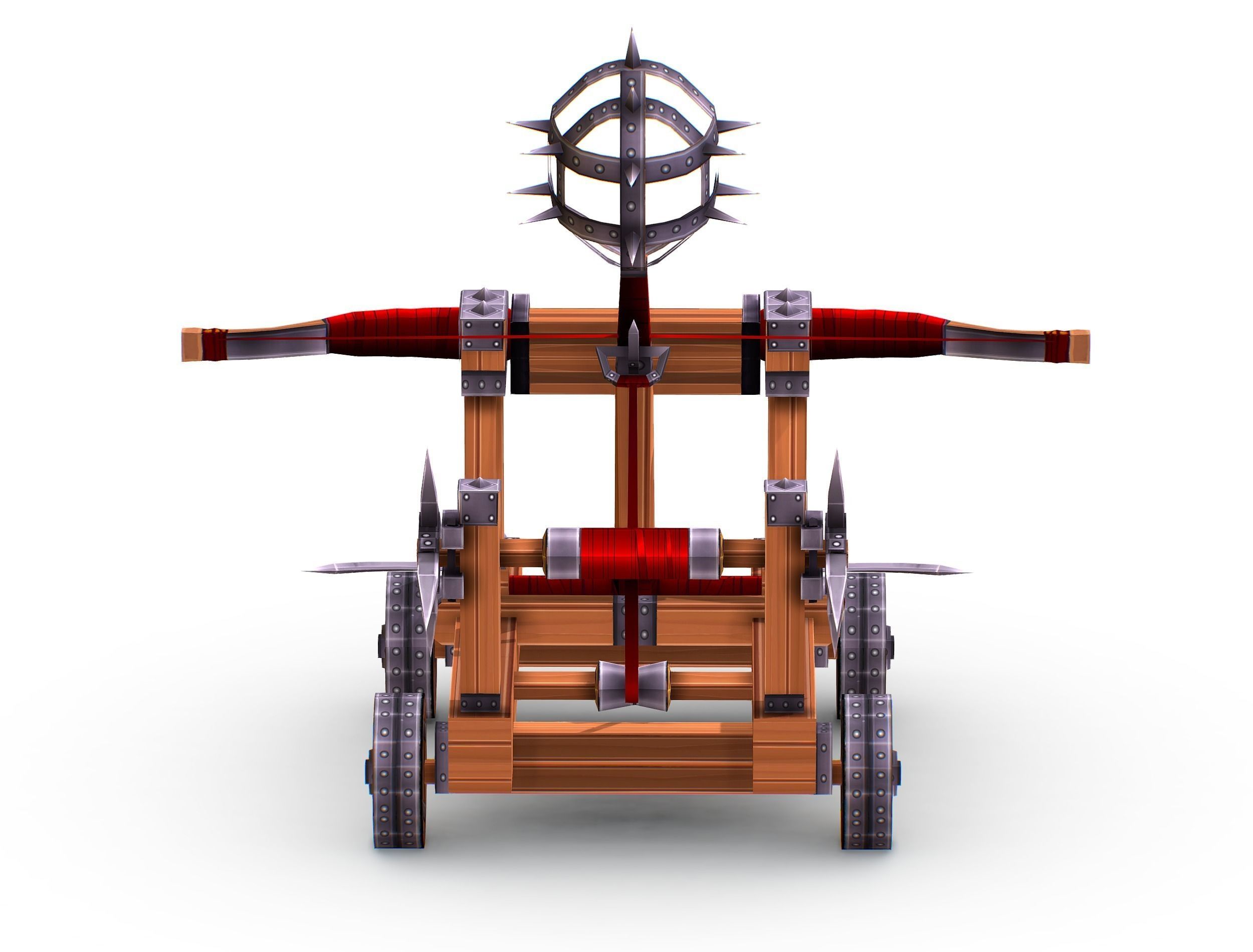 Handpaint Cartoon Medieval Catapult Siege Weapon Low-poly 3D model_7