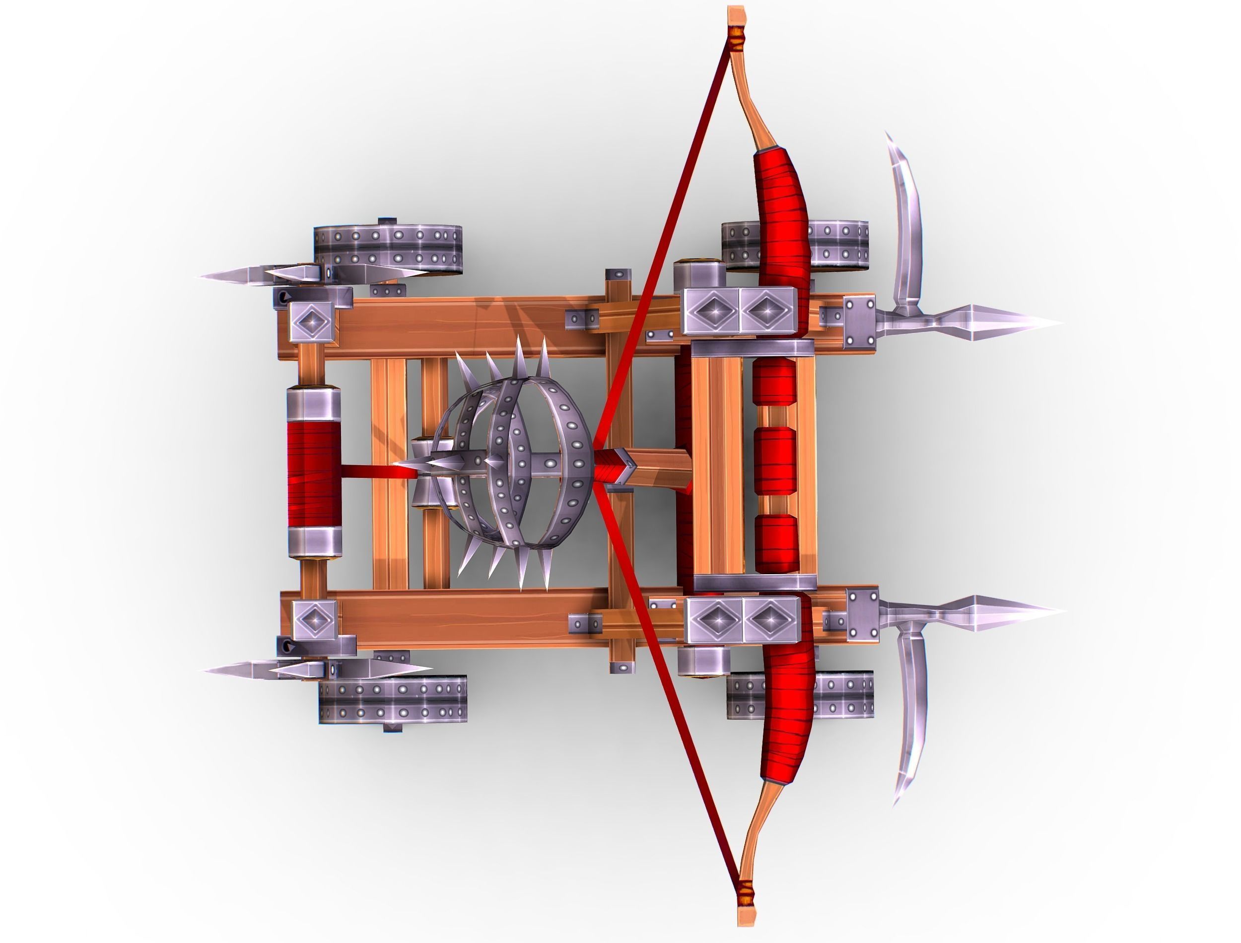 Handpaint Cartoon Medieval Catapult Siege Weapon Low-poly 3D model_8