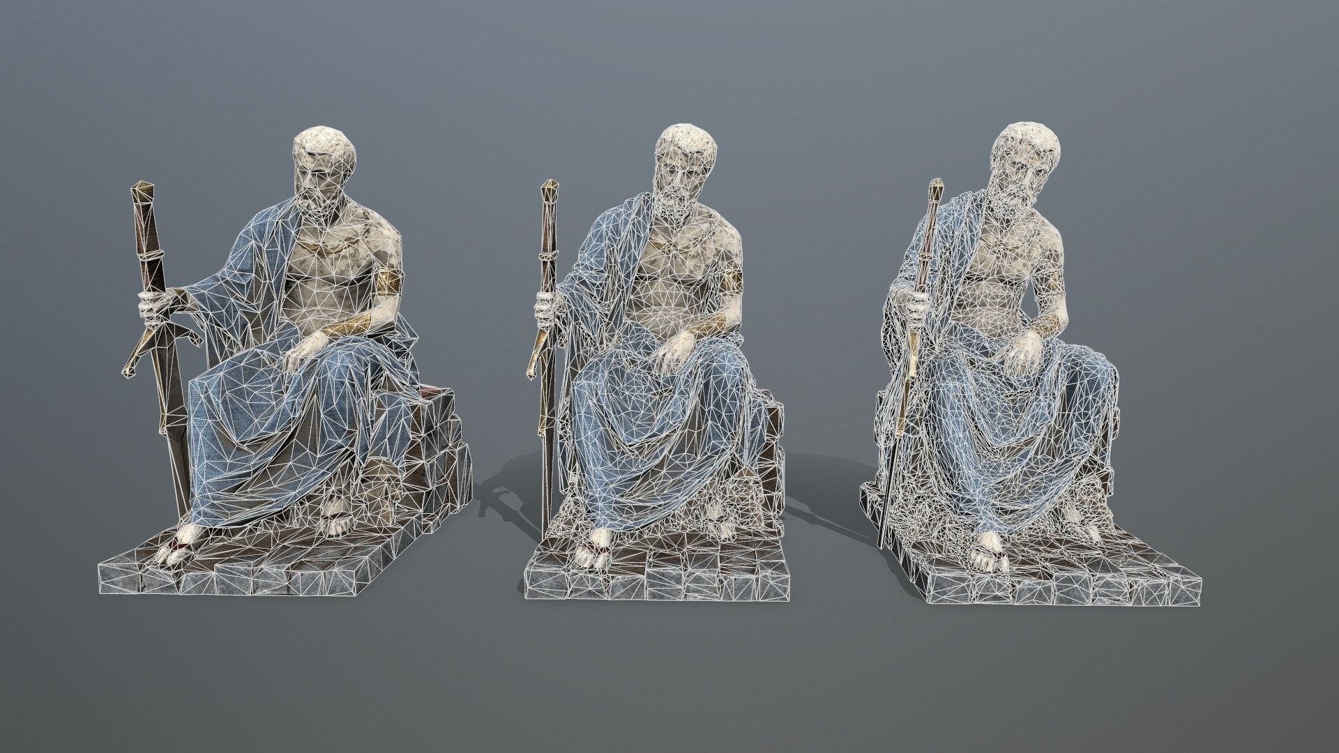 Man Statue Low-poly 3D model_14