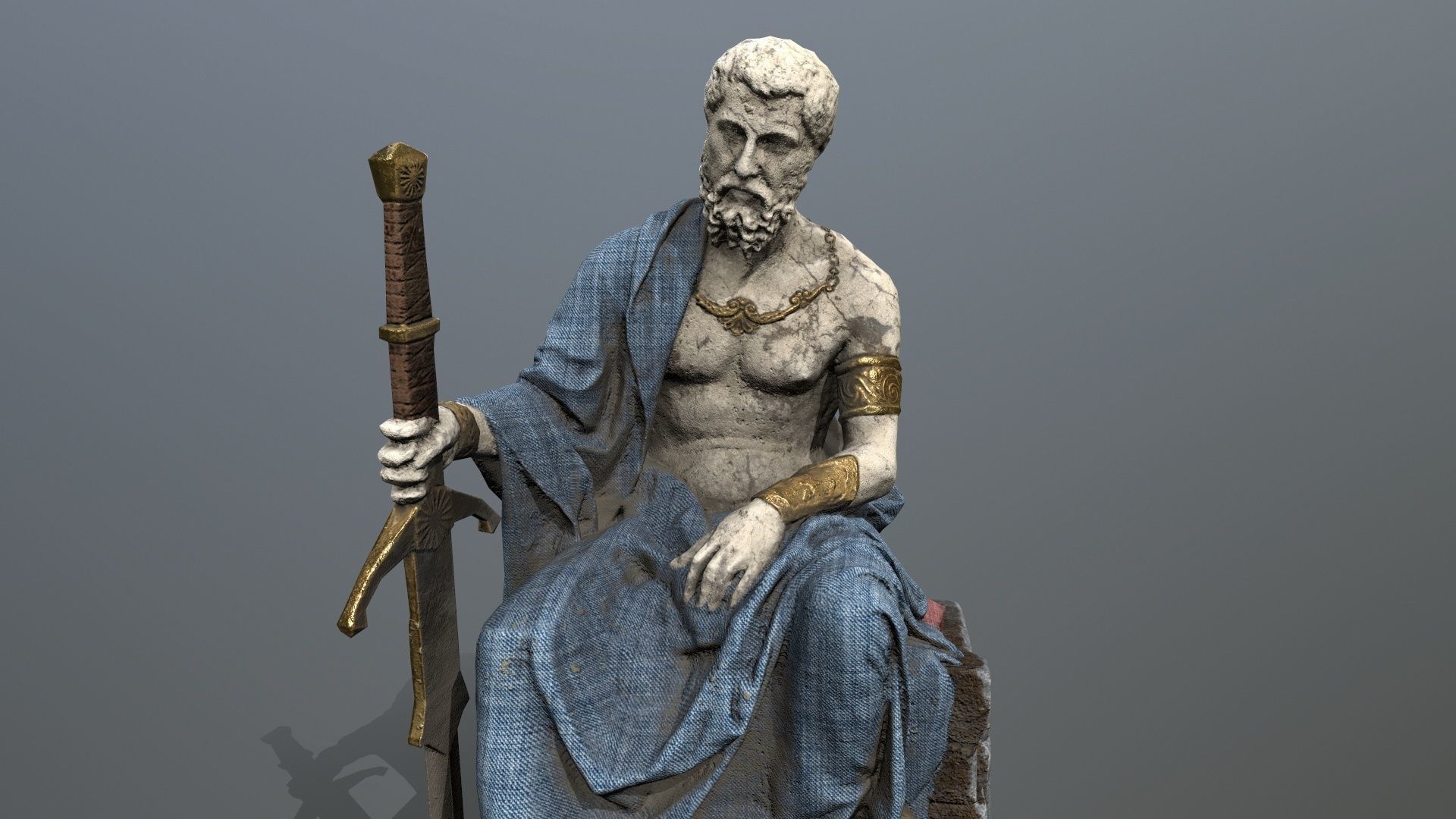 Man Statue Low-poly 3D model_7