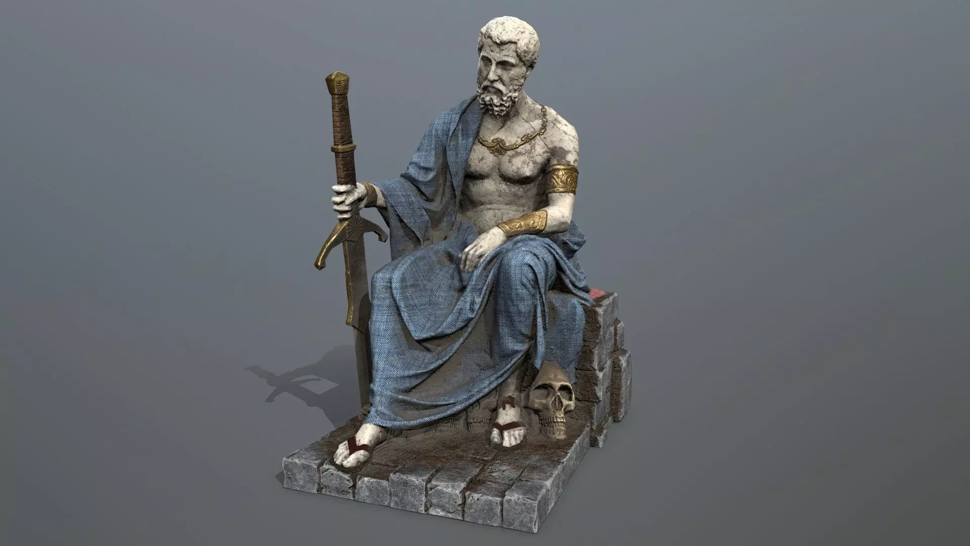 Man Statue Low-poly 3D model_0