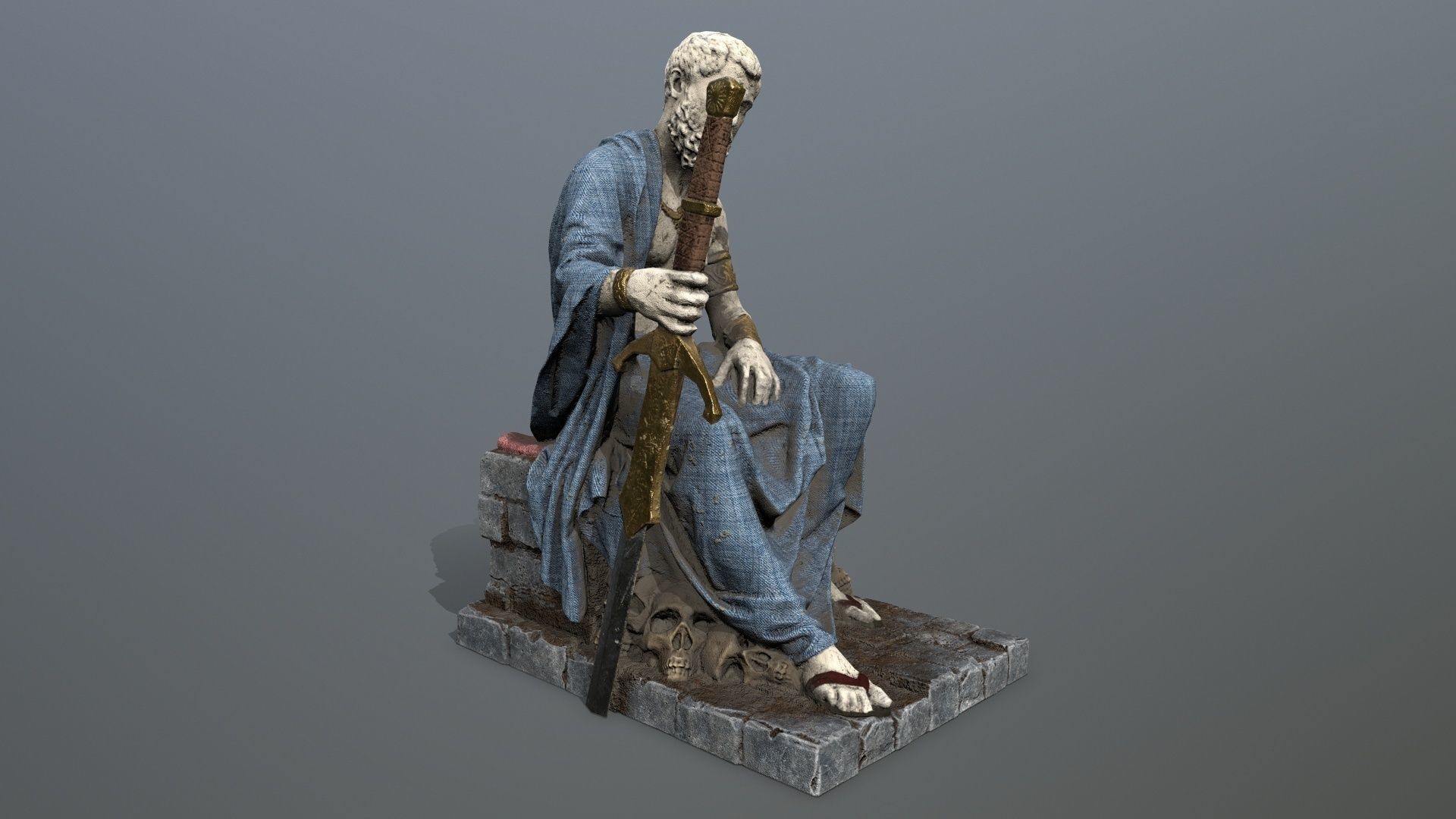 Man Statue Low-poly 3D model_5