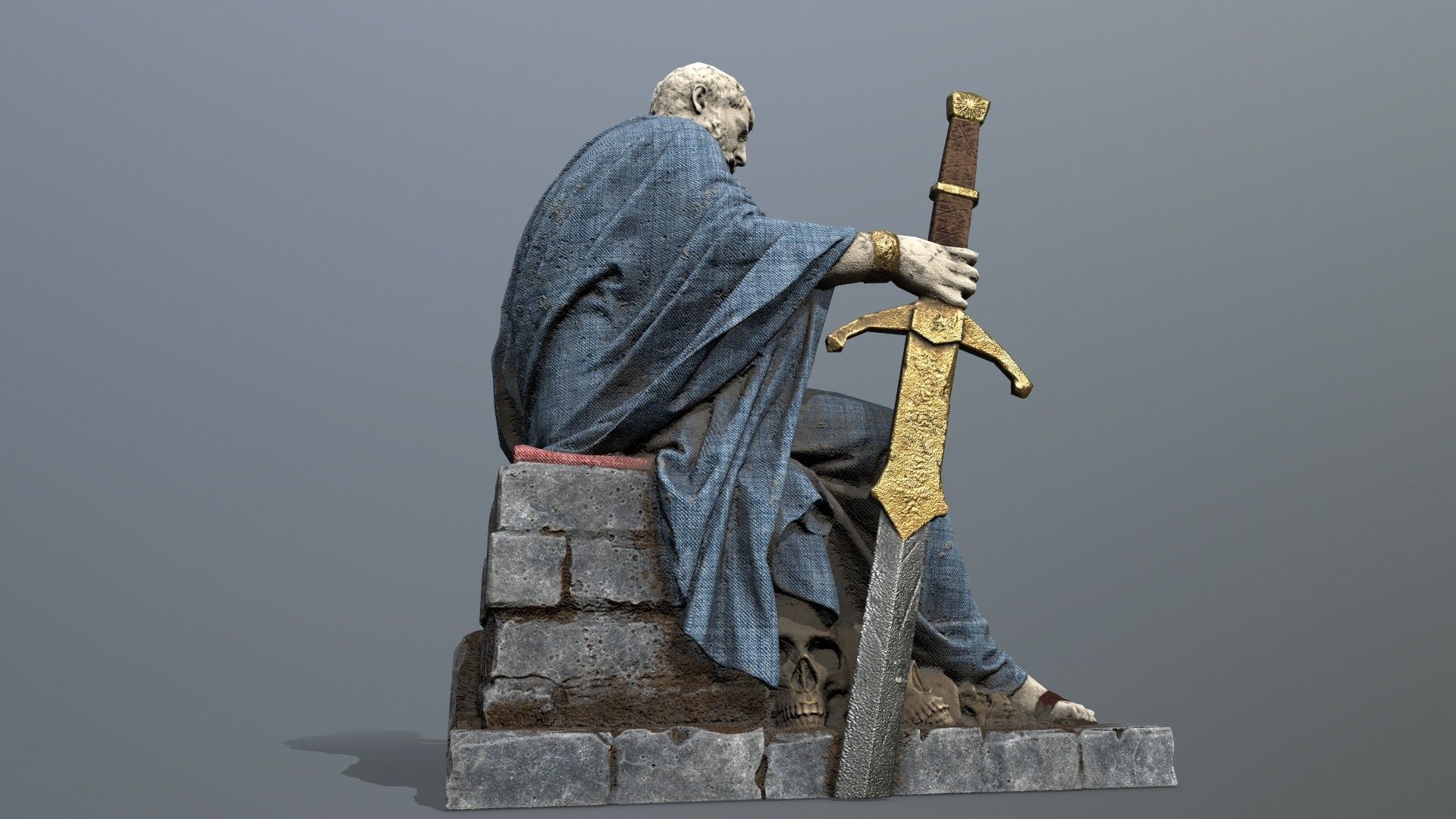 Man Statue Low-poly 3D model_11