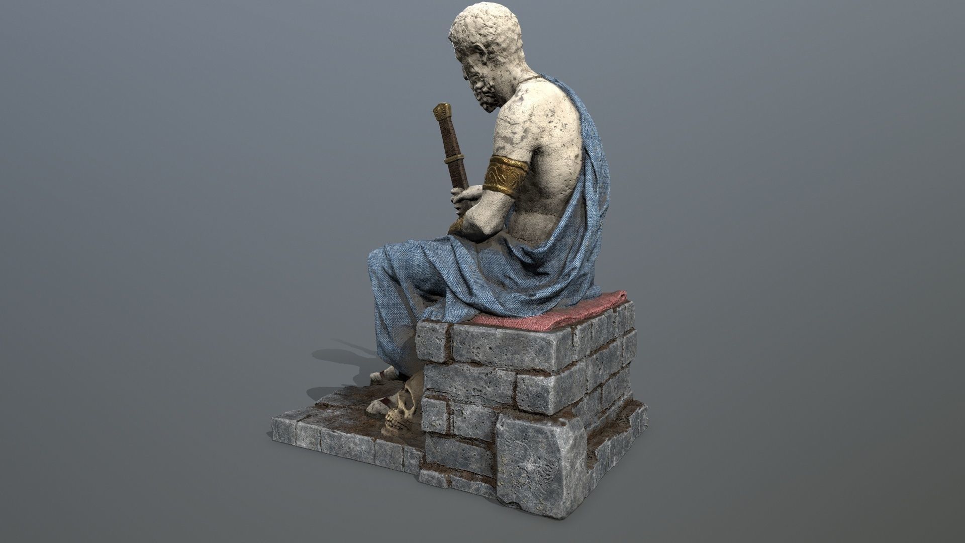 Man Statue Low-poly 3D model_2
