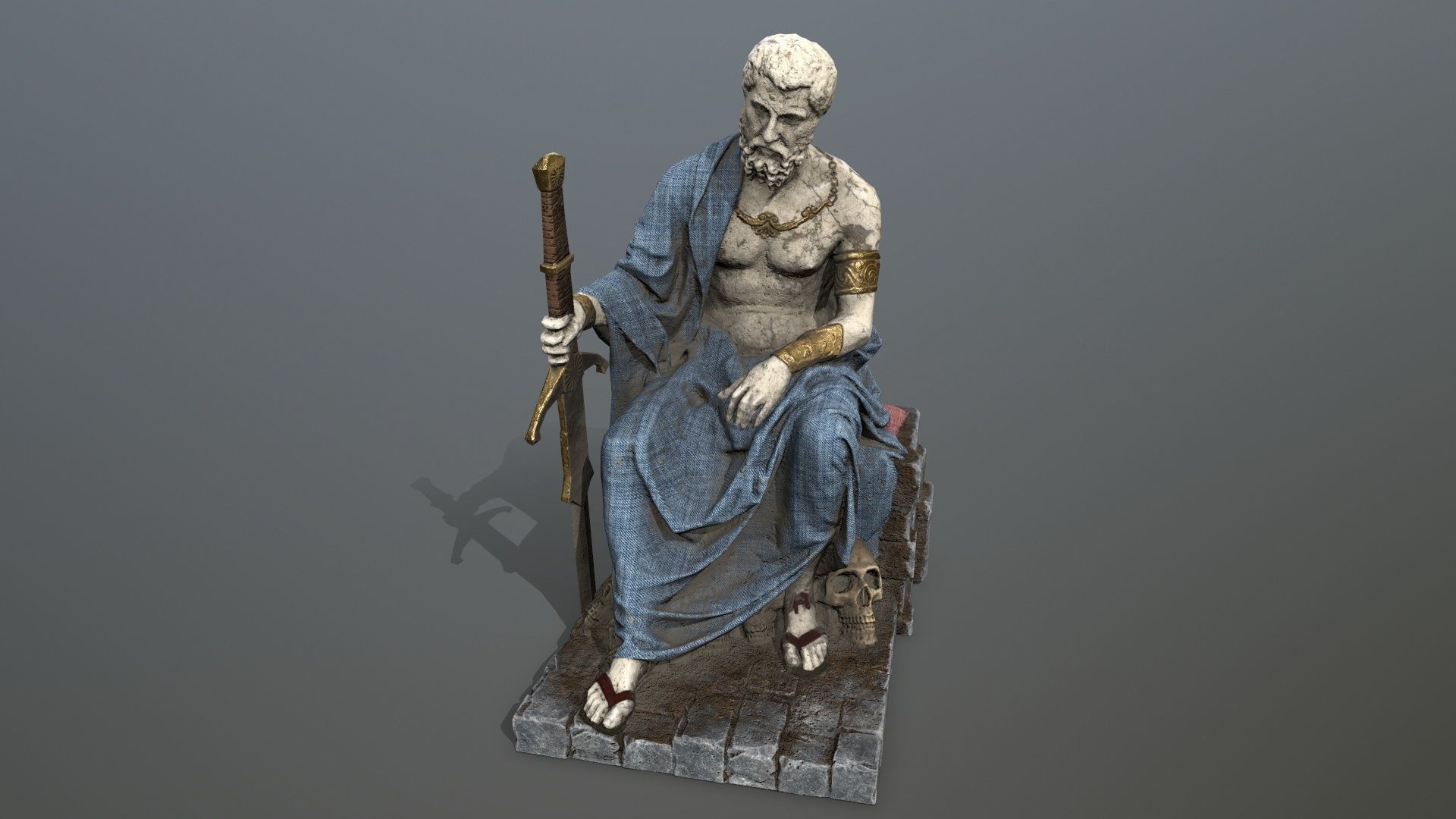 Man Statue Low-poly 3D model_12