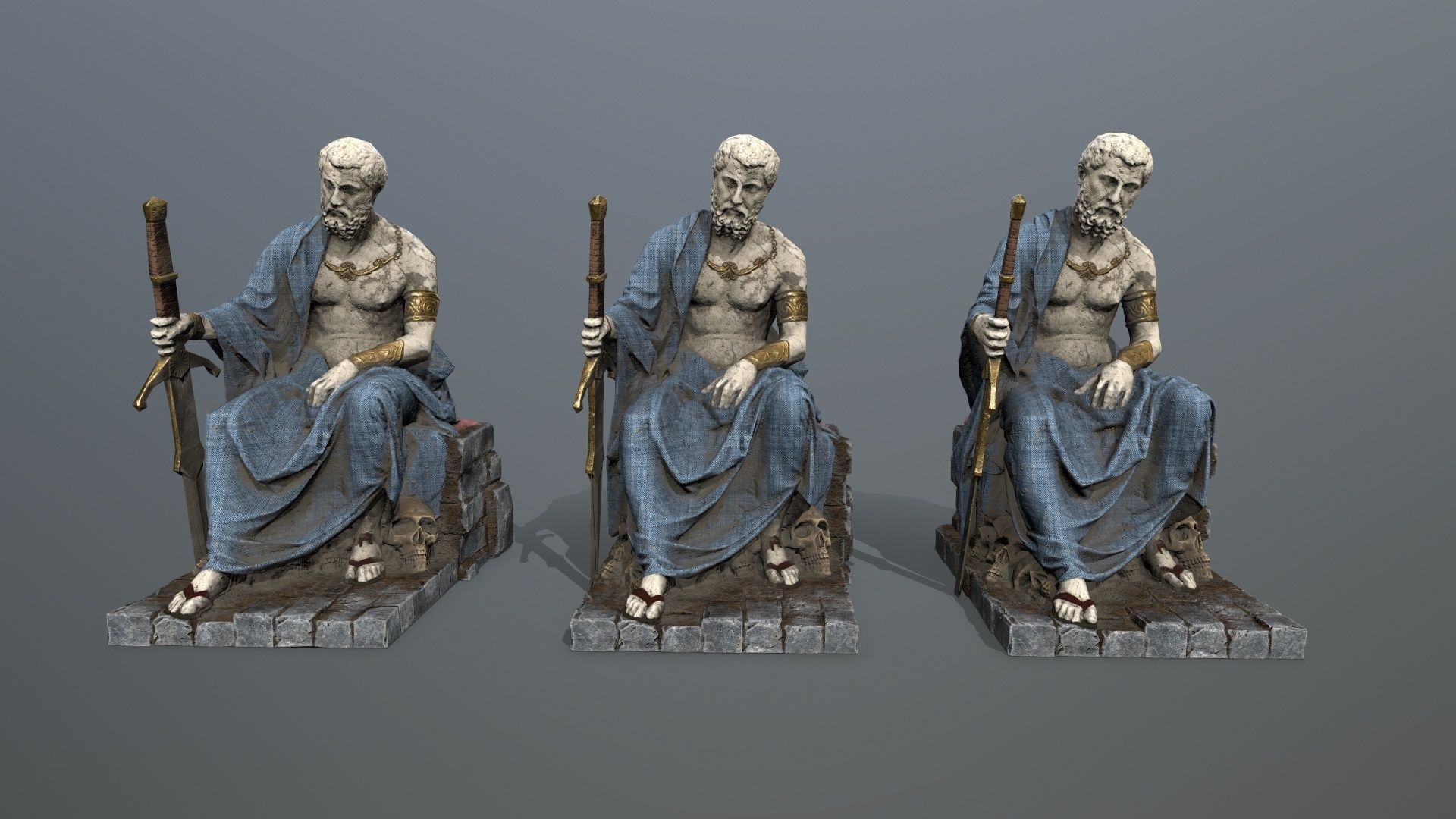 Man Statue Low-poly 3D model_13