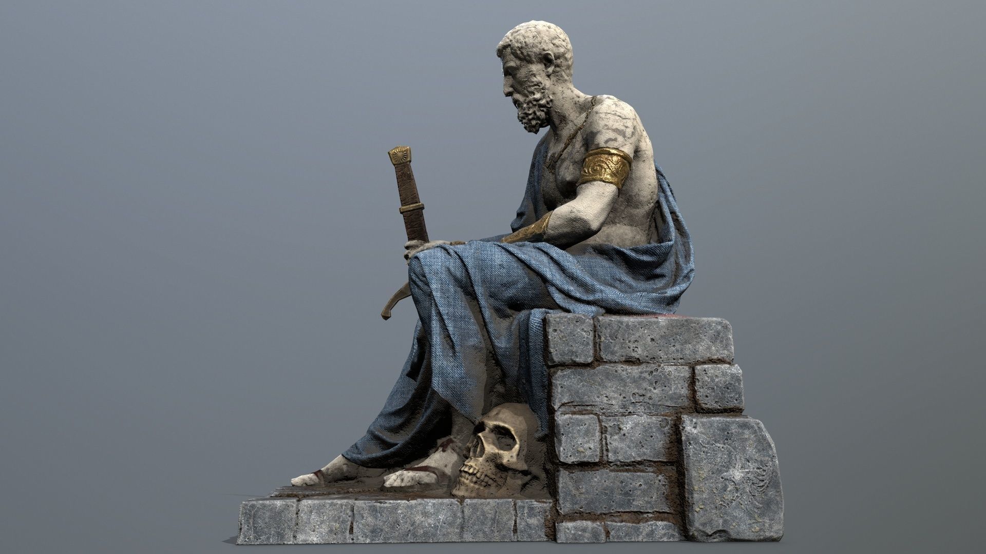 Man Statue Low-poly 3D model_9