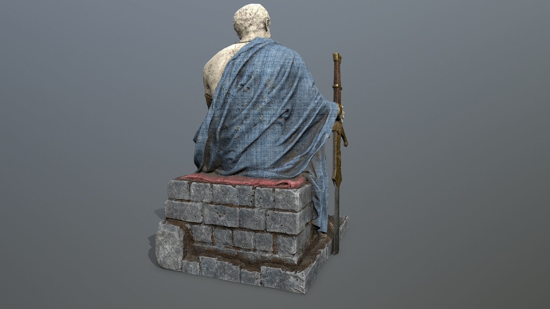 Man Statue Low-poly 3D model_3