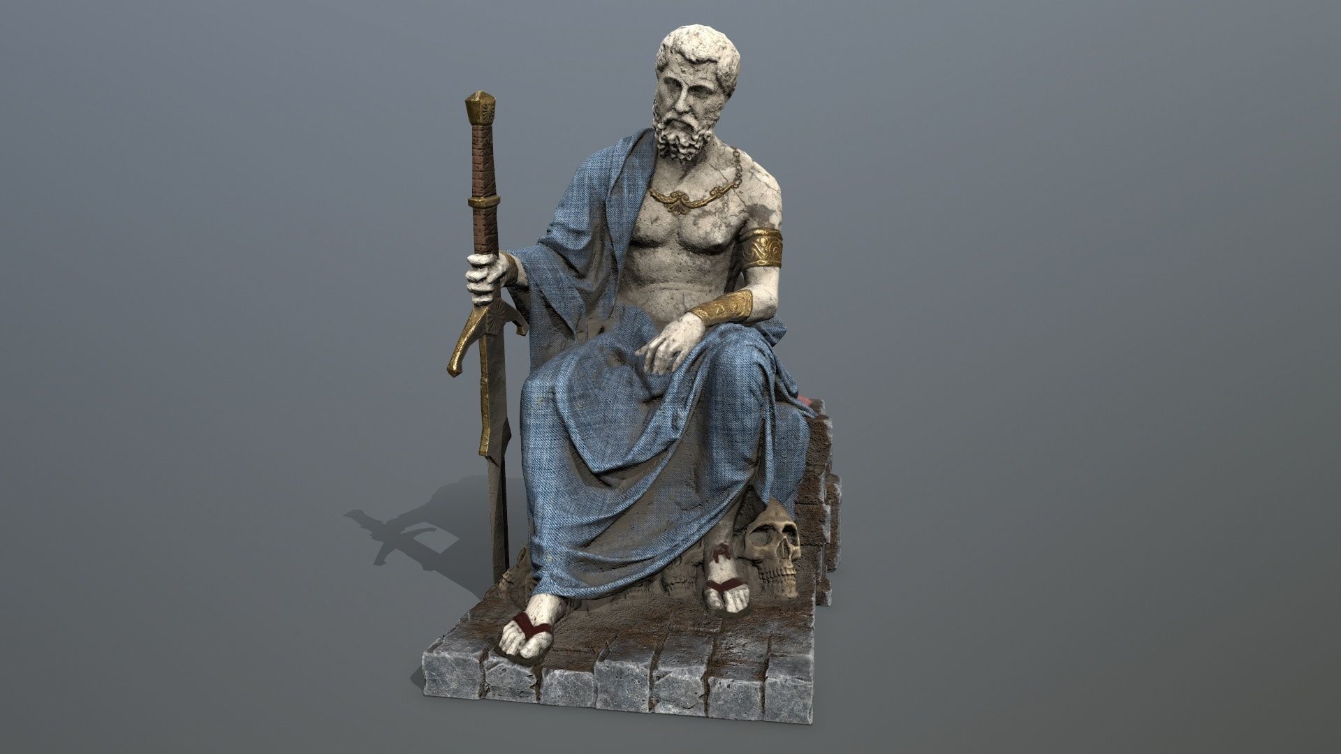 Man Statue Low-poly 3D model_6
