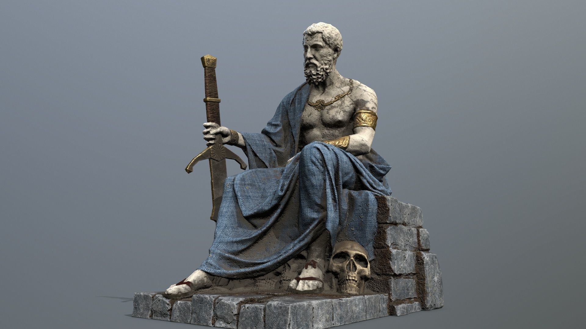 Man Statue Low-poly 3D model_8