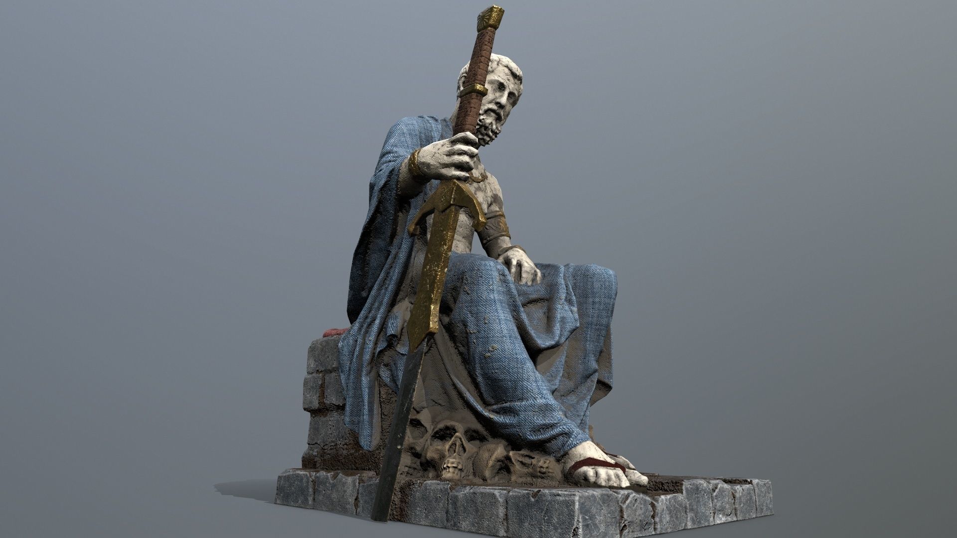 Man Statue Low-poly 3D model_10