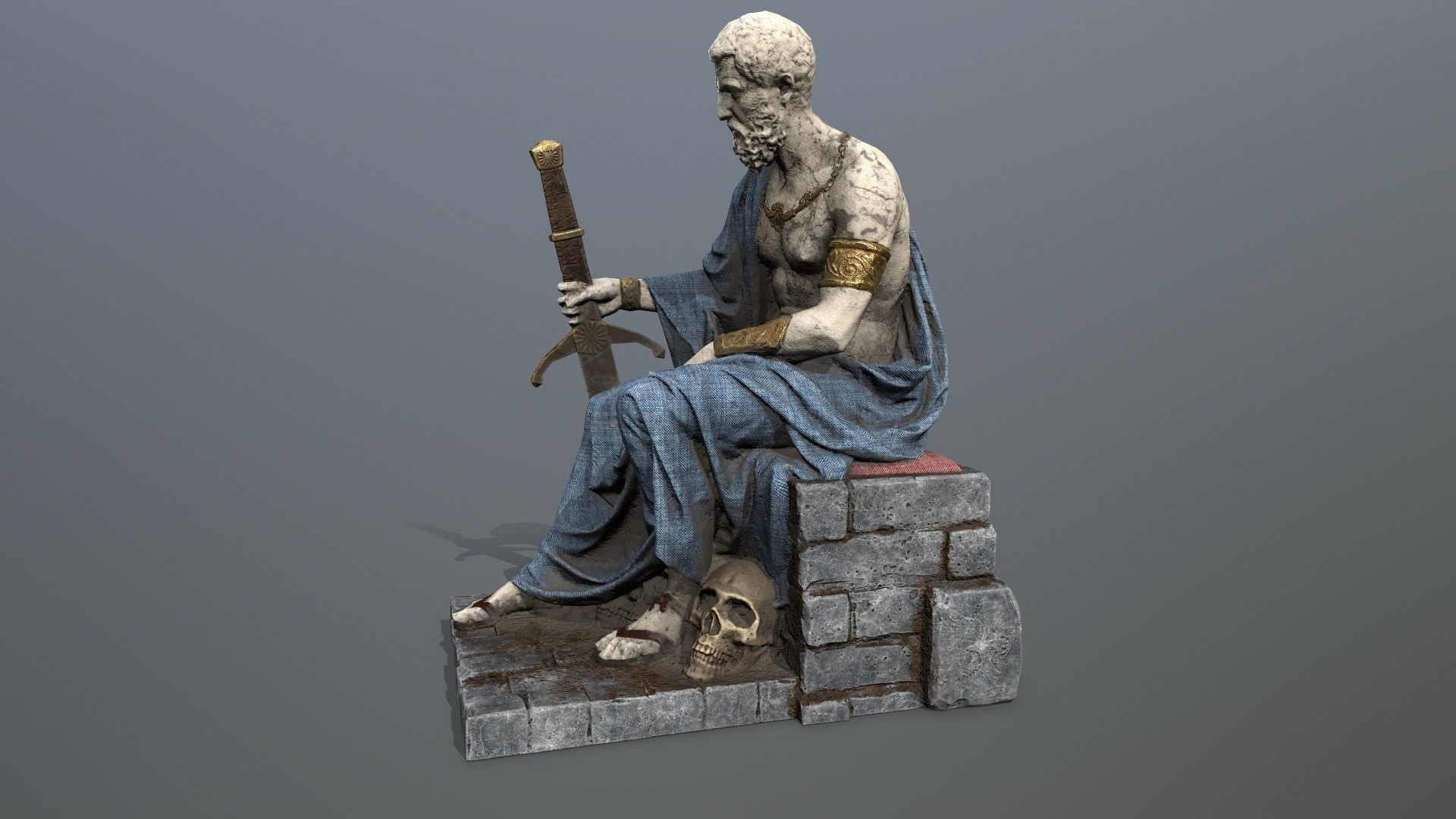 Man Statue Low-poly 3D model_1