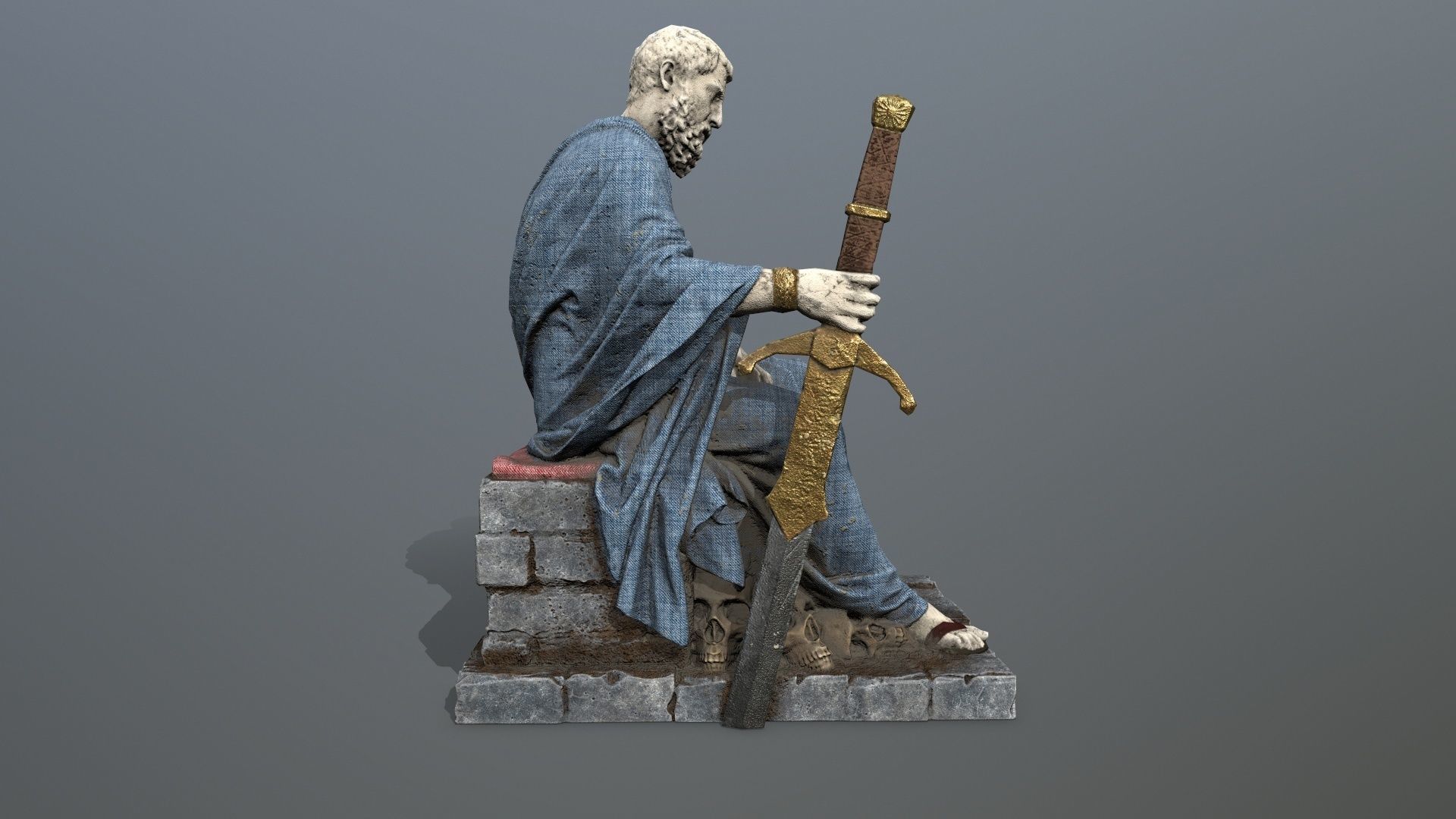 Man Statue Low-poly 3D model_4