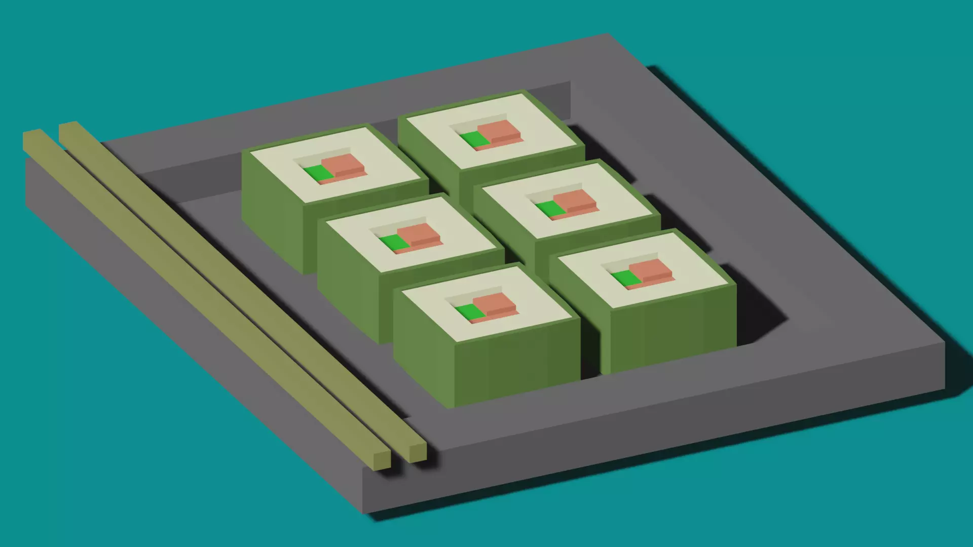Plate of sushi Low-poly 3D model_0