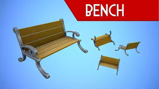 STREET BENCH CARTOON STYLIZED