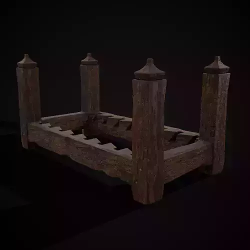 Long Wooden Dish Rack Low-poly 3D model
