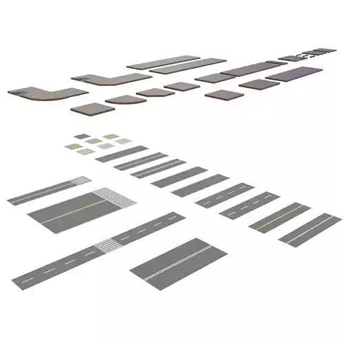 Sidewalks Roads and Streets Pack 3D Model Collection